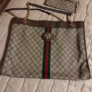 Gucci Rajah Shoulder Bag with Gold Accents